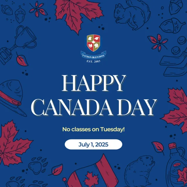 Happy Canada Day!
Please note that the school is closed today in celebration of Canada Day. Enjoy the holiday!