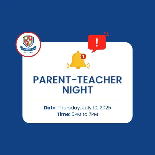 📍⏰ Dear parents, Parent-Teacher Night is happening this Thursday, July 10!
Our teachers are looking forward to meeting you and discussing your student’s progress.
If you haven’t booked an appointment yet, please use the link sent to your email. See you soon! 👋📚